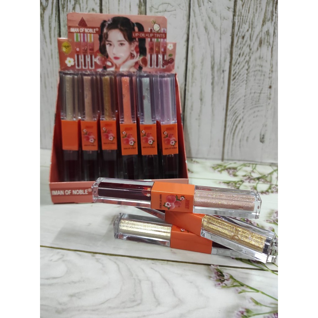 ( 6 PC ) LIP OIL + LIP TINTS  2 IN 1 IMANOFNOUBLE JUICY 6166-6