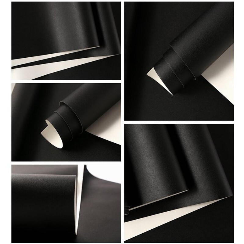 Wallpaper Dinding - Walpaper Stiker Dinding Lem - Wolpaper Tembok 10M Hitam Wallpaper Hitam POlos