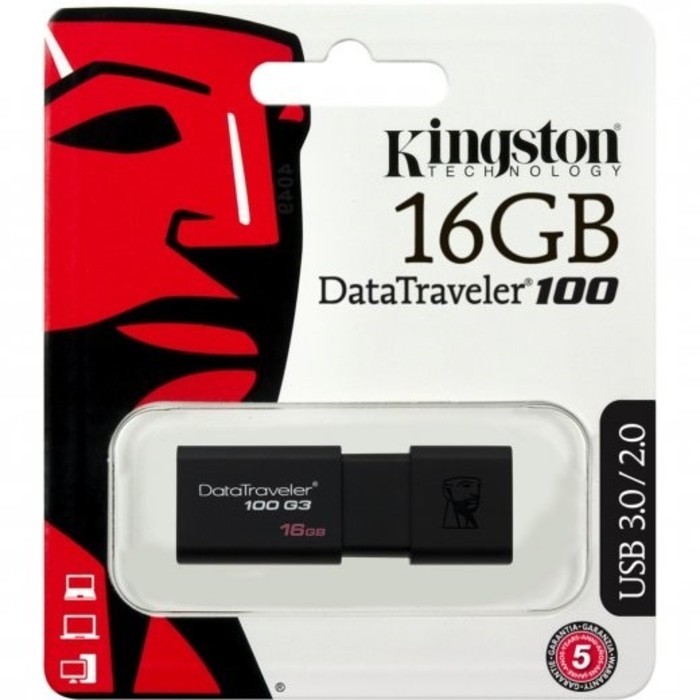 Jual Flashdisk Kingston 16Gb Datatraveler 100 G3 Black Usb 3.1/3.0/2.0 - Putih Murah
