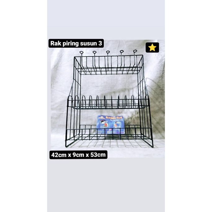 Rak Piring susun 3 + Gantungan gelas