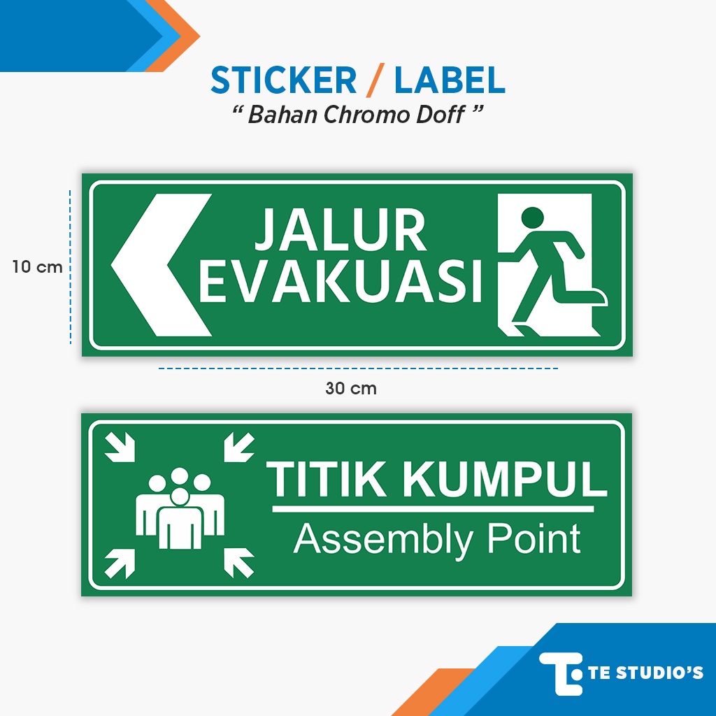 

Stiker Jalur Evakuasi Rambu Tanda Sign Titik Kumpul Label Sticker Assembly Point K3 Safety Keamanan