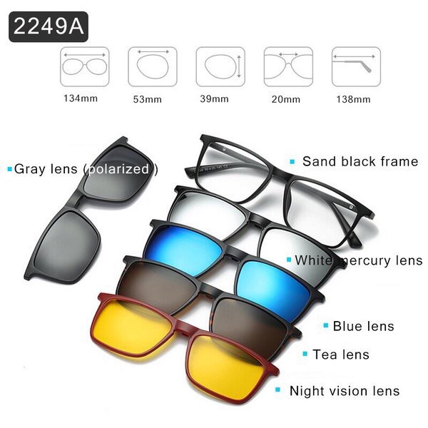 Frame Kacamata Clip On 2249 Bonus 5 Lensa