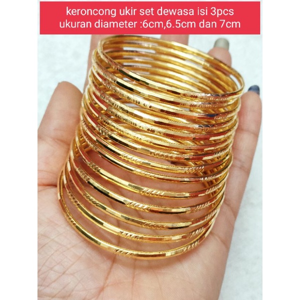 GELANG KERONCONG DEWASA PERAK 925 ASLI LAPIS MAS 24K