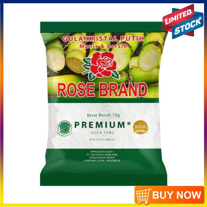 

Rose Brand Gula Kristal Putih Premium (Kemasan Hijau) 1 Kg