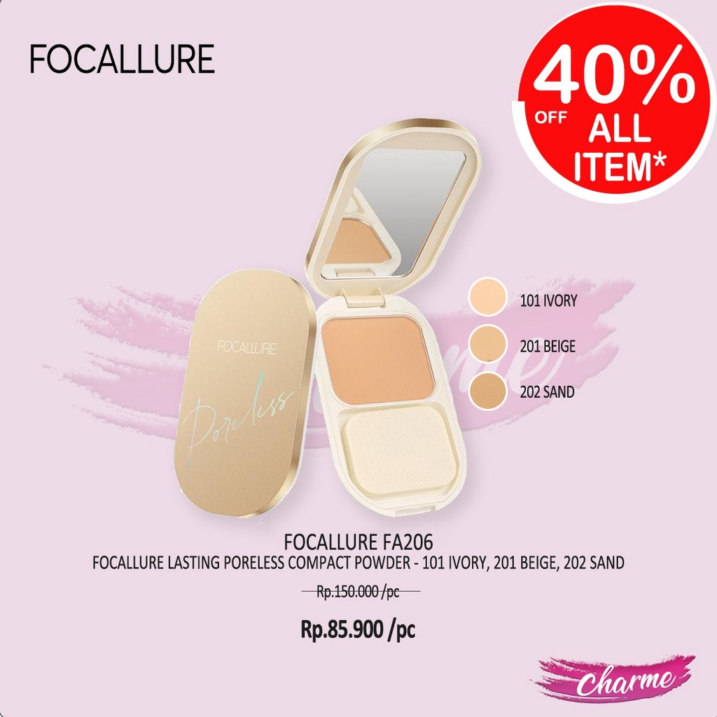 (READY &amp; ORI) Focallure Lasting Poreless Compact Powder FA206 FA 206