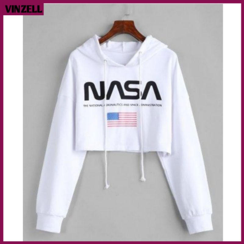 COD HOODIE POLOS SWEATER CROP NASA USA FLAG WARNA ALL SIZE SWEATER CROP KOREAN STYLE BIG SIZE OVERSI