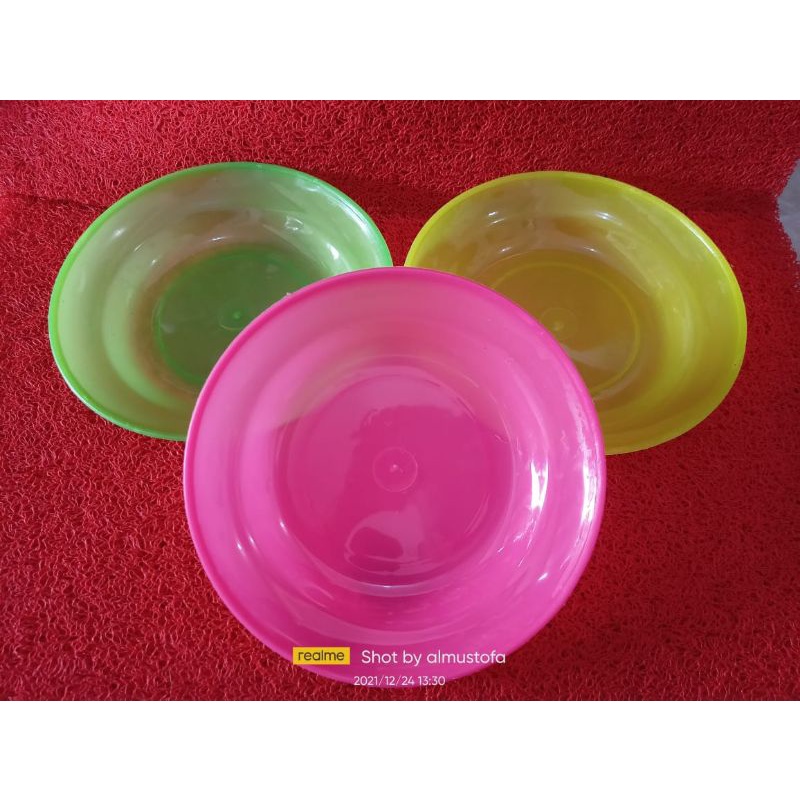 12pcs Piring makan plastik warna cerah / piring plastik / piring makan murah