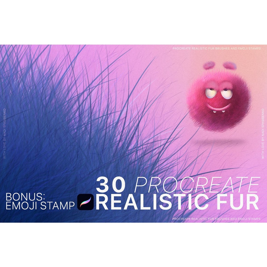 Procreate Brush - Realistic Fur &amp; Cute Emoji for Procreate