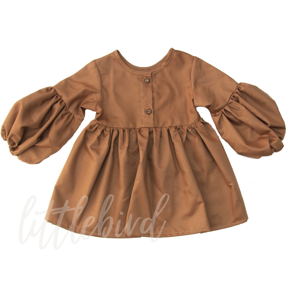 SHORT DRESS RAYANA - Blus Tunik Baju Atasan Tunik Anak Bayi lengan Panjang Bolak Balik-BROWN