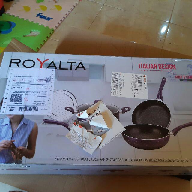 Panci Set Pengukus / Royalta Italian Granite Cookware Pan 7 Pc Paling Bagus