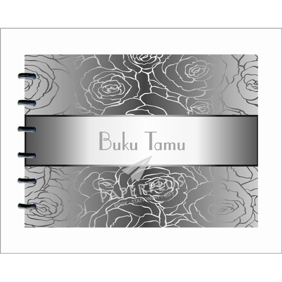 

Buku Tamu Kancing Hologram Bunga Silver
