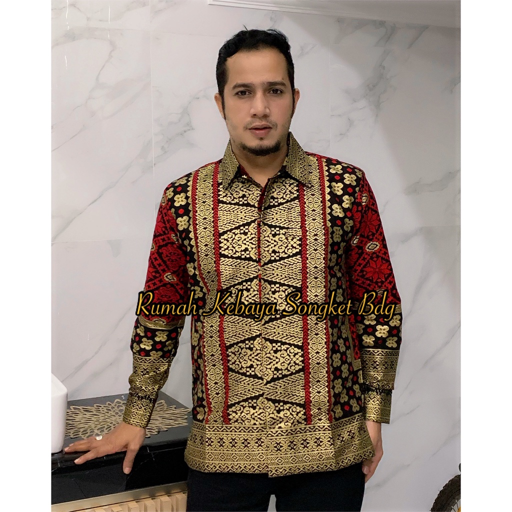 KEMEJA MELISA MOTIF SONGKET PALEMBANG FULL PURING UNTUK COUPLE SETELAN DIANDRA BATIK JUPRI BAJU KONDANGAN BAJU WISUDA  MOTIF SONGKET PRINTING RUMAH KEBAYA BANDUNG