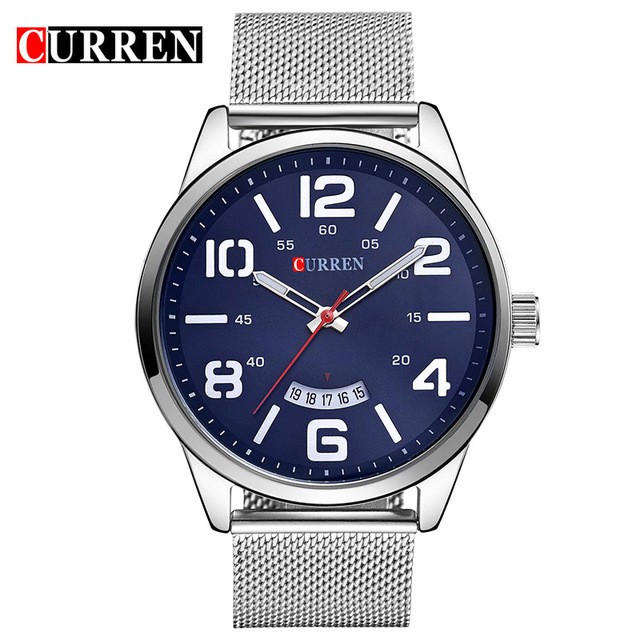 

Jam Tangan Pria Curren Men'S Simple Quartz Watch Casual Ultra-Thin Stainless Steel Strap Sports Watch