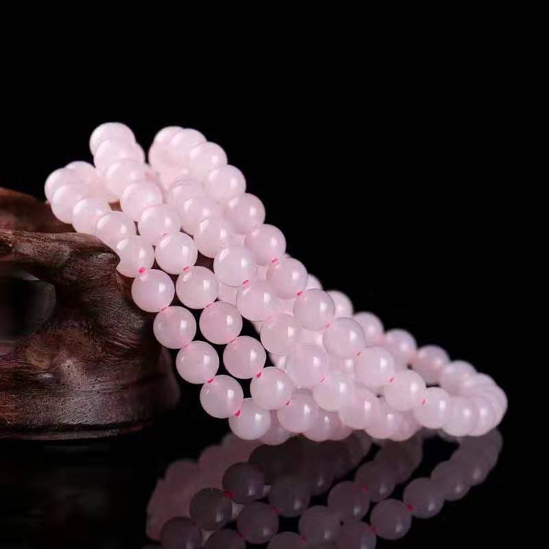 Tasbih Japamala 108 Handmade Batu Rose Quartz Merah Muda