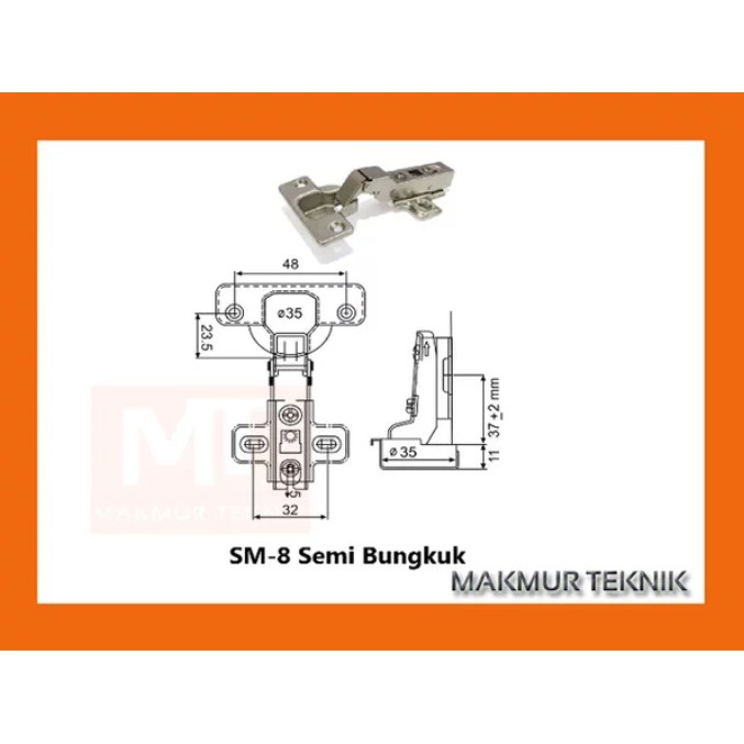 Engsel Sendok Slow motion Semi Bungkuk Huben SM-8-L4