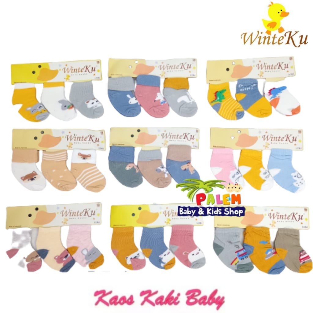 WinteKu biasa Baby Socks Kaos Kaki Bayi Isi 3pcs Termurah cowo dan cewe