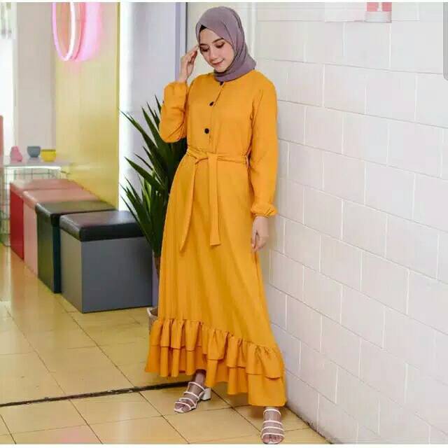 CINDY DRESS MOSCREPE PREMIUM | GAMIS DOUBLE REMPEL | GAMIS SYARI MUSLIM BUSUI FRIENDLY (1KG MUAT 3PC