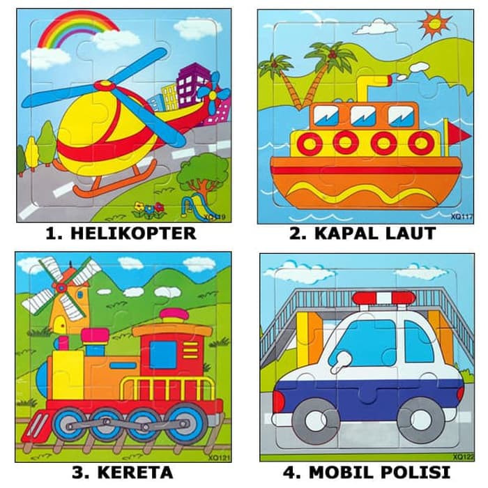 Maianan Anak Puzzle Kayu Jigsaw Gambar Transportasi Maainan Edukasi Shopee Indonesia