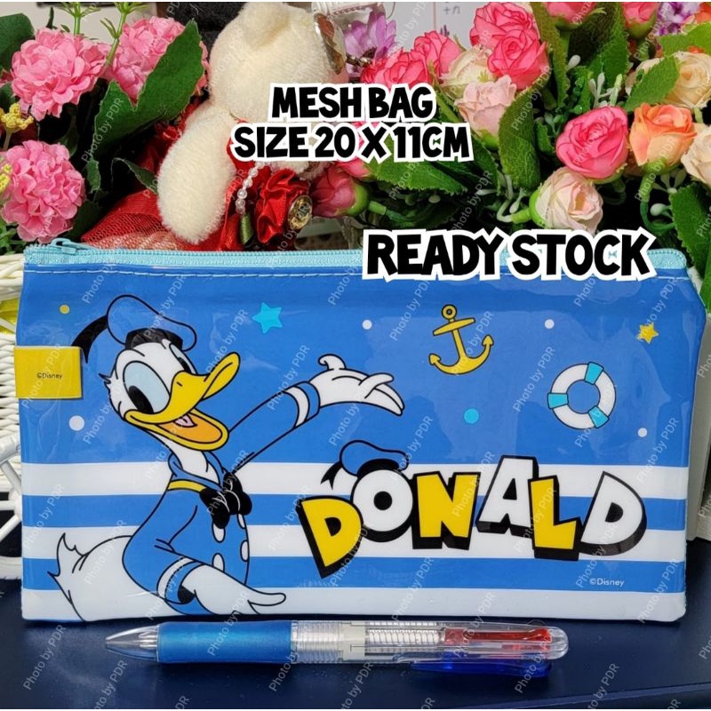 

Mesh Bag / Pouch Dompet Serbaguna / Tempat Pensil Size 20 x 11cm Disney Karakter Donald Duck