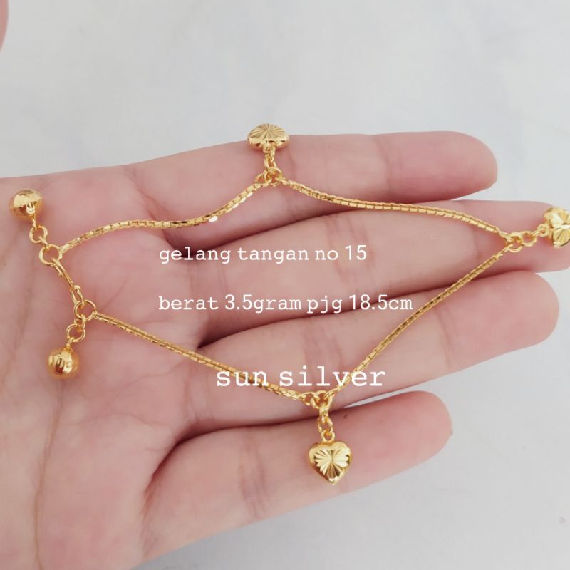 gelang tangan wanita dewasa perak925 lapis kuning no 1 - 15 Gelang gold