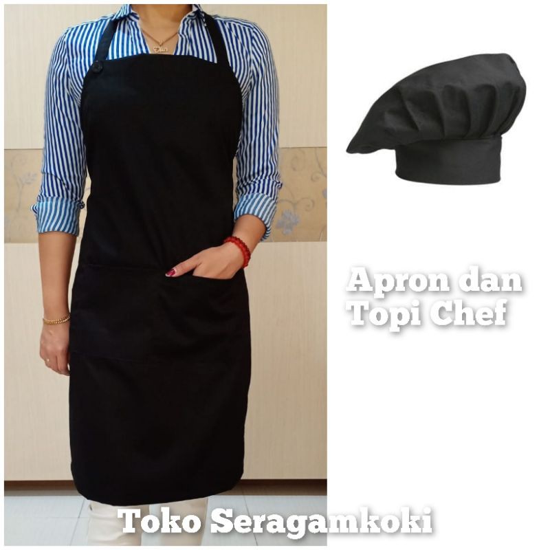 Celemek Apron dan Topi Chef