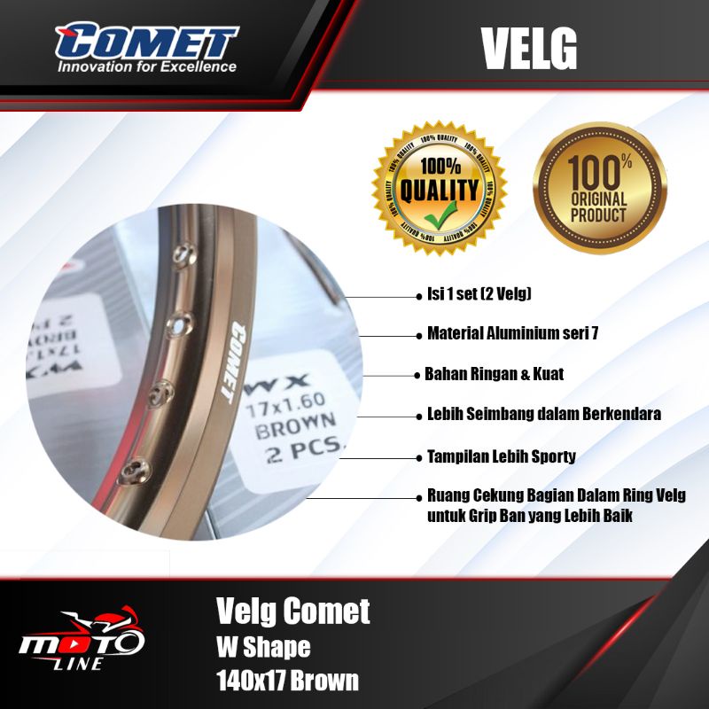 velg comet w shape 140-17 brown