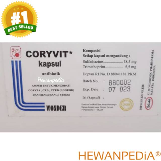 Coryvit 10 Kapsul Wonder Obat Antibiotik Ayam Unggas Burung Crd Coryza Cekres Ngorok Pplo Shopee Indonesia