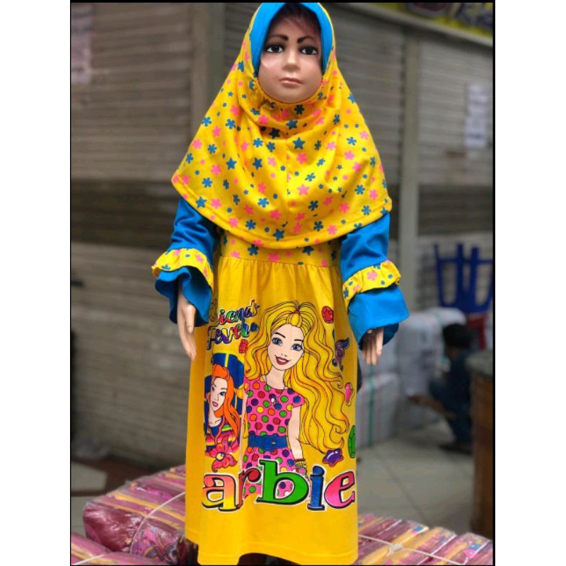 Gamis anak gambar Barbie