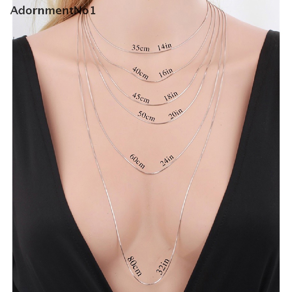 (AdornmentNo1) Kalung Choker Rantai Ular Panjang 16-28 &quot;(40-80cm) Warna Silver Untuk Wanita