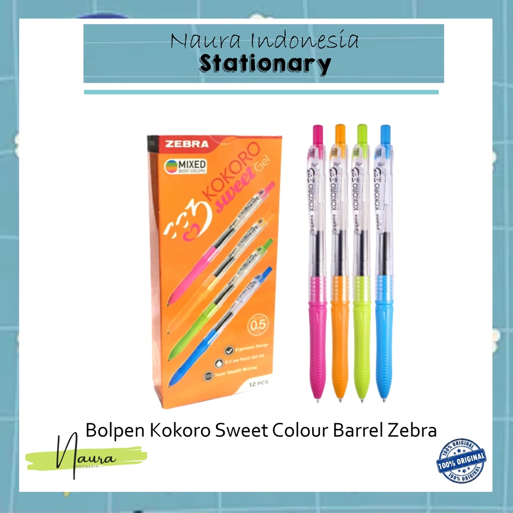 

Bolpen Kokoro Sweet Colour Barrel Zebra 0.5 Black/pcs | Pulpen Zebra