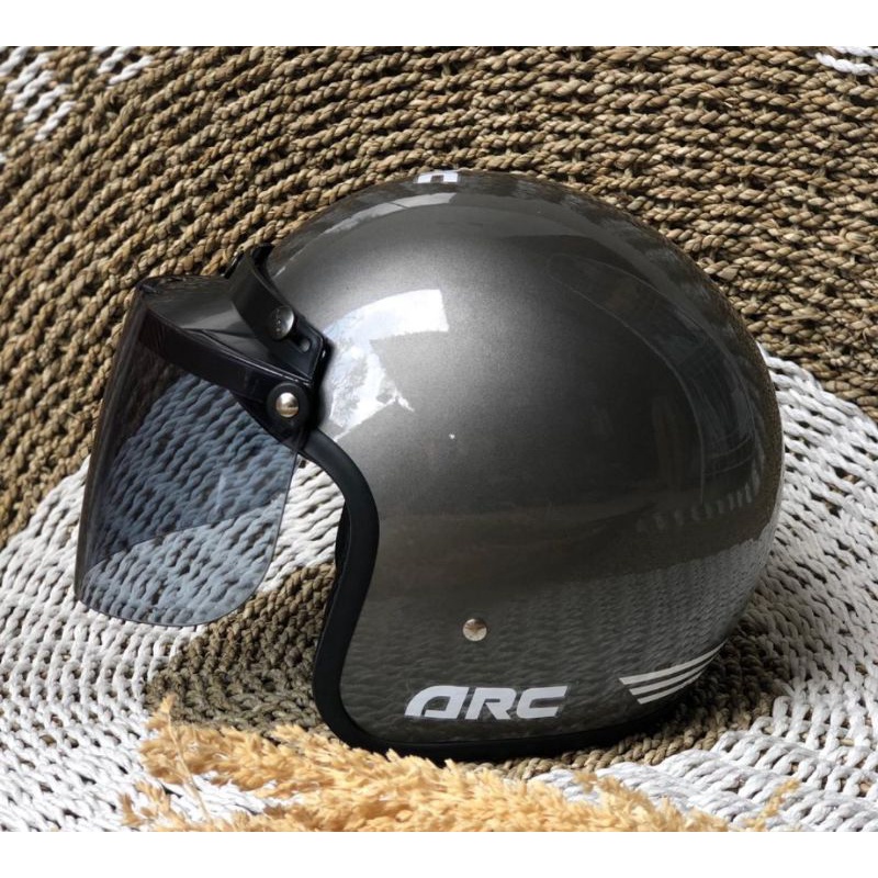 HELM BARU ARC CENCEN KOMPLIT KACA PACKING KARDUS-Abu glosy