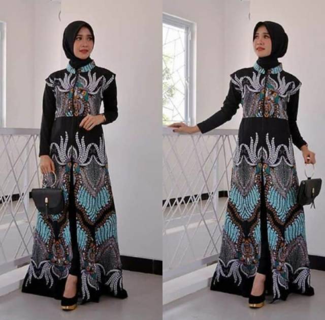 Saroja (086) Couple Keluarga Batik Gamis Batik Katun Premium Motif Madu Ijo