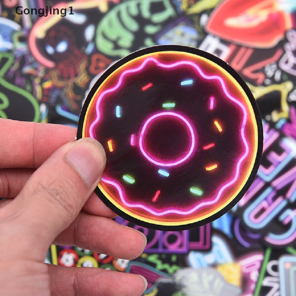 Gongjing1 50Pcs Stiker Graffiti Neon Anti Air Untuk Dekorasi Koper / Laptop DIY