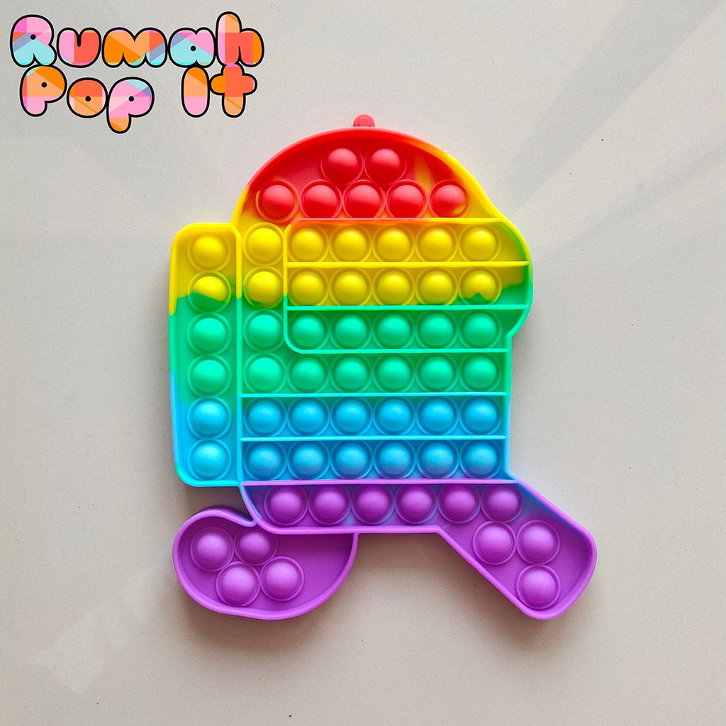 [JUMBO] Pop It Fidget Toys JUMBO AMONG US LARI RAINBOW / Fidget Pop It Squishy / Mainan Pop It
