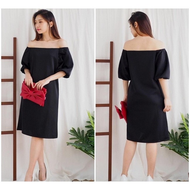 [baju wanita korea]  Mini Dress Srina Gaun Pesta Wanita Korea Import Hitam Gold