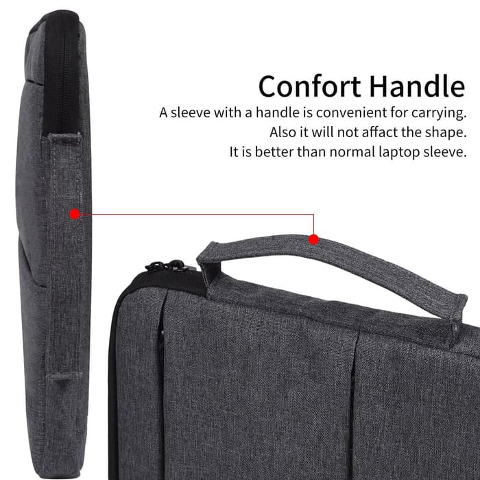 Tas Laptop 14inch Macbook Jinjing Pocket sleeve soft case Nylon Waterproof - Dark Grey