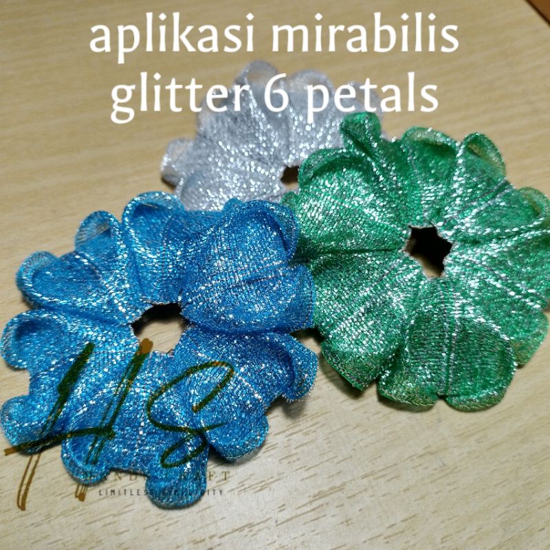 

aplikasi bunga mirabilis glitter 6 petals