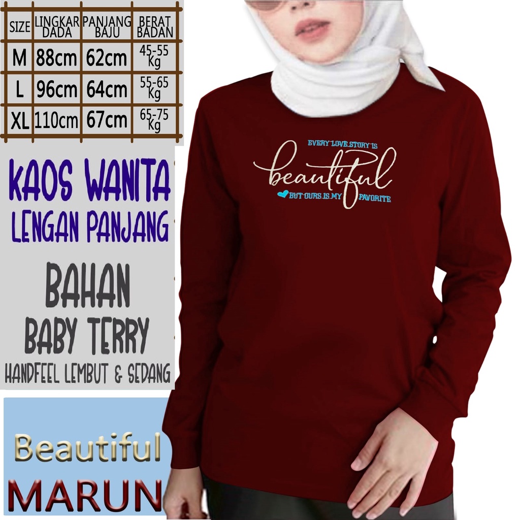 JESETA Kaos Wanita Lengan Panjang / Kaos Sweatshirt / Atasan Wanita / Atasan Wanita Lengan Panjang