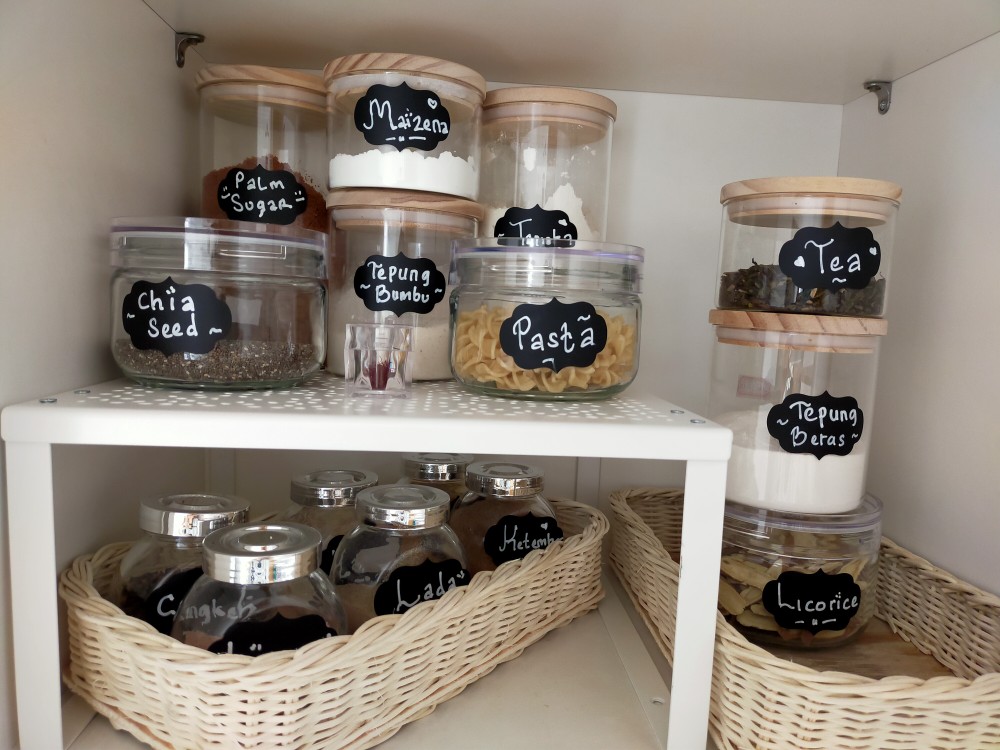 Aikeya Raztan Toples Stoples Mini Kecil Bumbu Dapur Permen Murah Bahan Kaca Isi 4 Pcs Unik + Packing