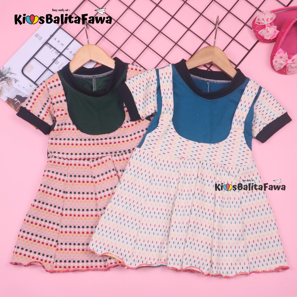 Dress Nagita uk Bayi 3-12 Bulan / Baju Lengan Pendak Anak Perempuan Dres Baby Adem Murah Grosir