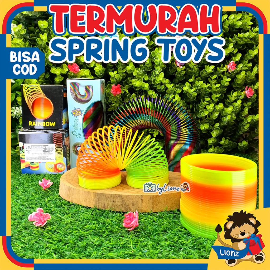 Magic Rainbow Spring Slinky Toy mainan klasik per pegas spiral pelangi