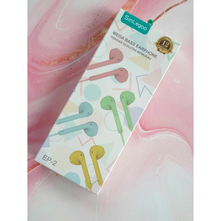 Headset Sinlegoo EP-2 Candy Edition Macaron Earphone Mega Bass In Ear
