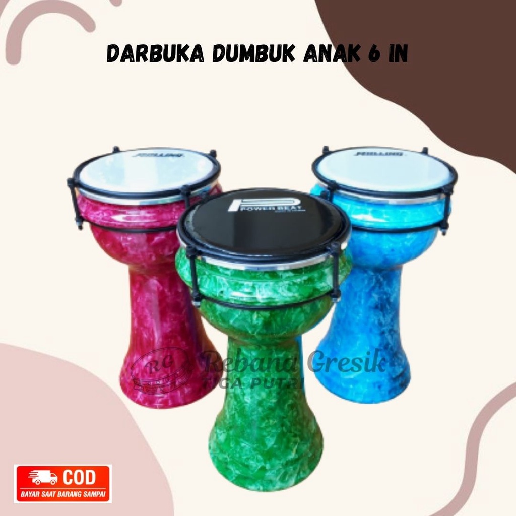 Dumbuk Pinggang Darbuka Anak Kecil Mika 6 inch/ Dumbuk Hadroh darbuka 6 inch Kayu Mahoni