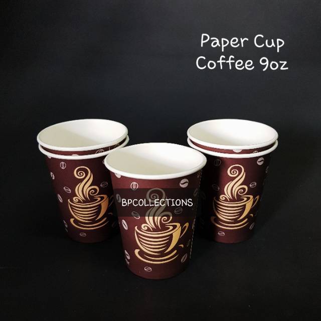 1000pcs Paper Cup 9oz Gelas Kertas Kopi Coffee Polos Dan Tutup Paper Cup Hot Lid Dus Gojek 6198