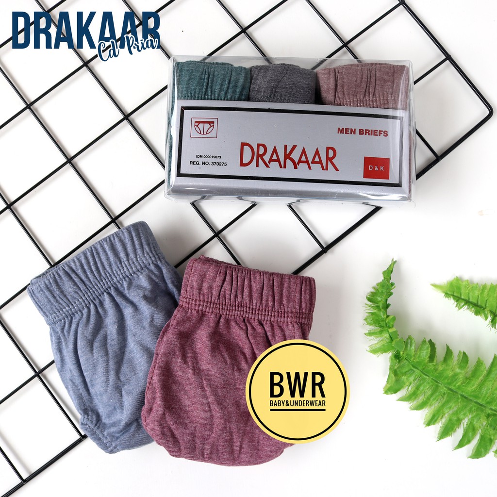 [ 3pc ] CD DRAKAAR MIKA | Celana Dalam Pria Drakar [III N3/Q3] CD Sempak Laki Laki Karet Kerut - Bwr