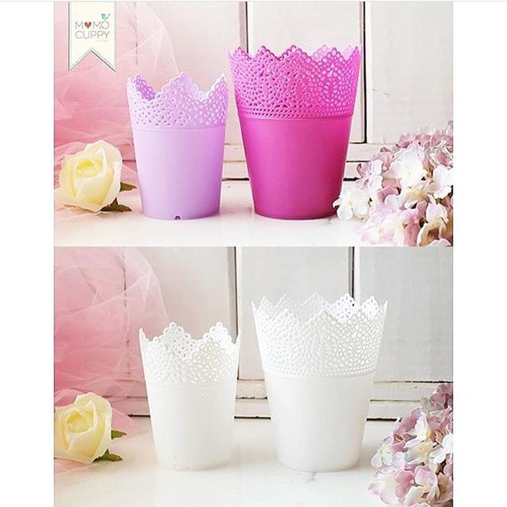 Pastel lace pot ( Pot bunga plastik)