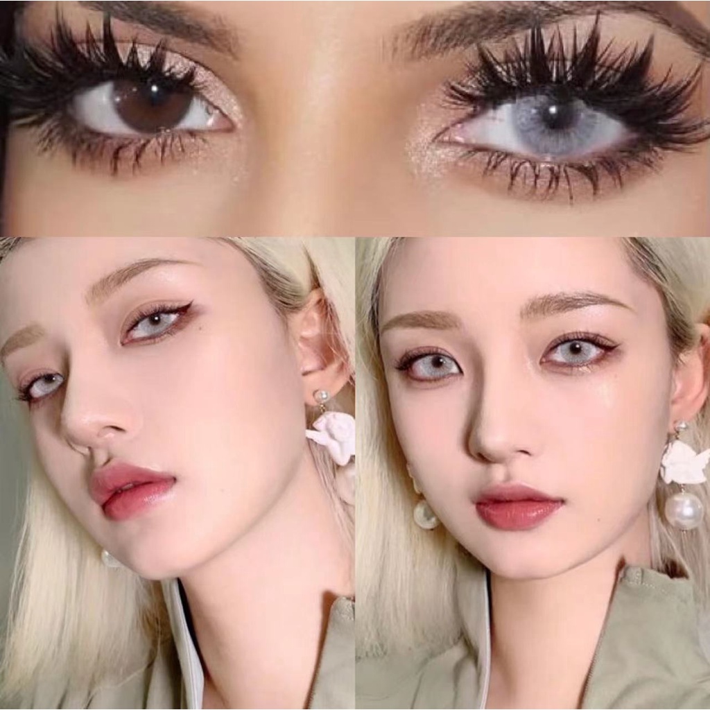 ready stock  (COD）Abu-abu softlens 1 pasang lensa kontak warna diameter 14.2 MM soflens soflen mata korea soplen murah soflen model terbaru 2023