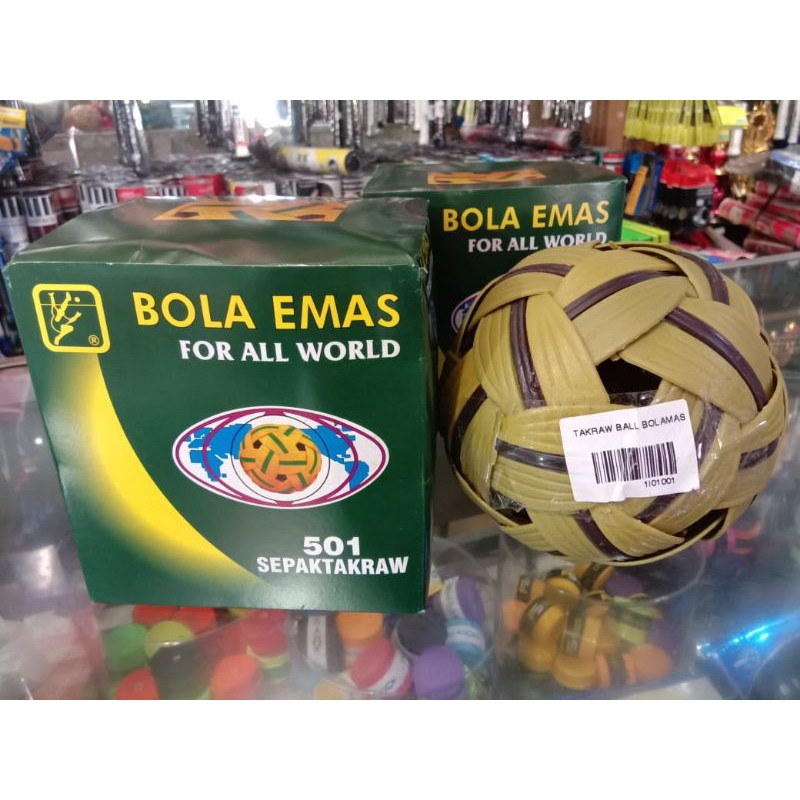 bola takraw plastik bola emas