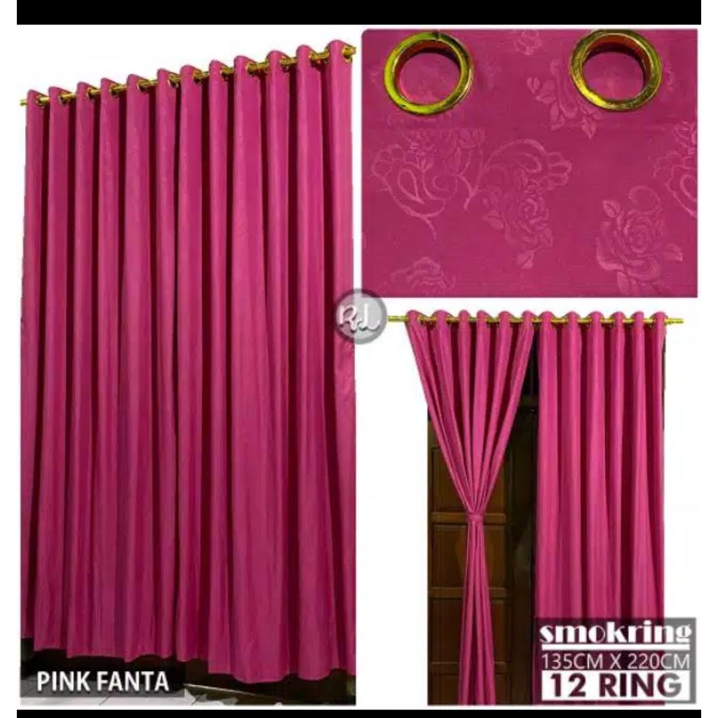 GORDEN JENDELA RUANG TAMU 1 SET GORDEN PINTU DENGAN RING 12 UK 135X220 DESAN ELEGAN