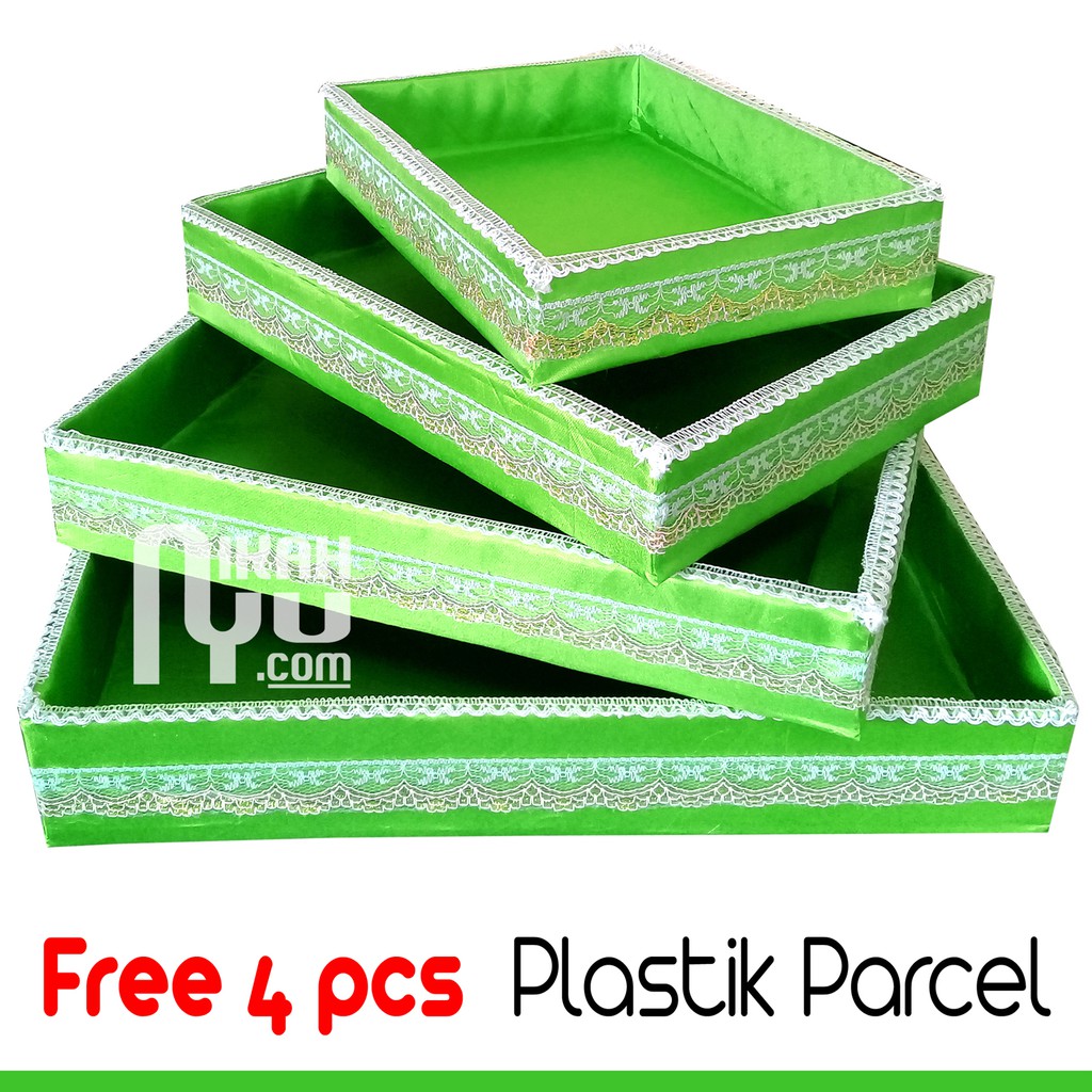 

Kotak Hantaran Seserahan Warna Hijau Isi 4 Harga Murah Gratis 4 pcs Plastik Parcel